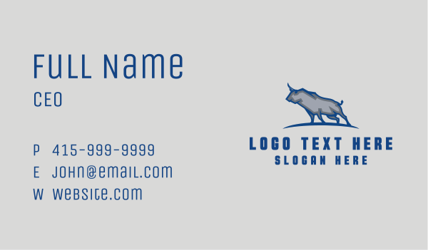 Blue Raging Bull Business Card Design Image Preview