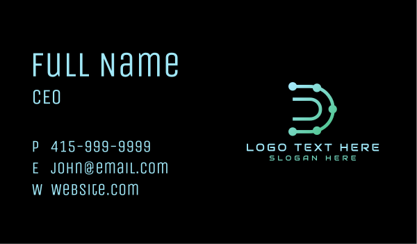 Digital Tech Modern Letter D Business Card Design Image Preview