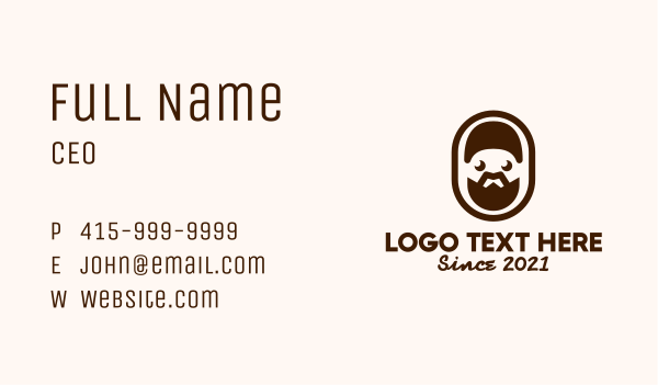 Brown Bearded Man Badge Business Card Design Image Preview