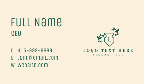 Green Leaf Shield Business Card Design Image Preview