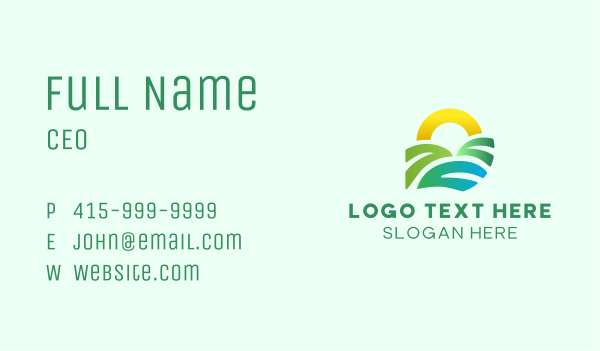 Green Landscape Sunset Business Card Design Image Preview