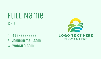 Green Landscape Sunset Business Card Image Preview