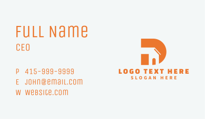 Orange House Letter D Business Card Image Preview