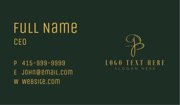 Gold Calligraphy Letter B Business Card Design Image Preview