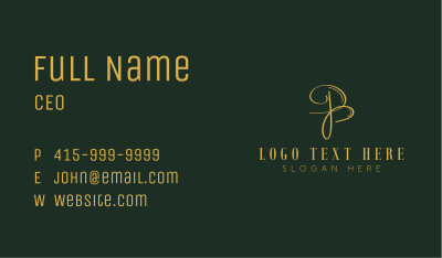 Gold Calligraphy Letter B Business Card Image Preview