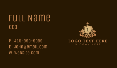 Medieval Ornate Crest Shield Business Card Image Preview