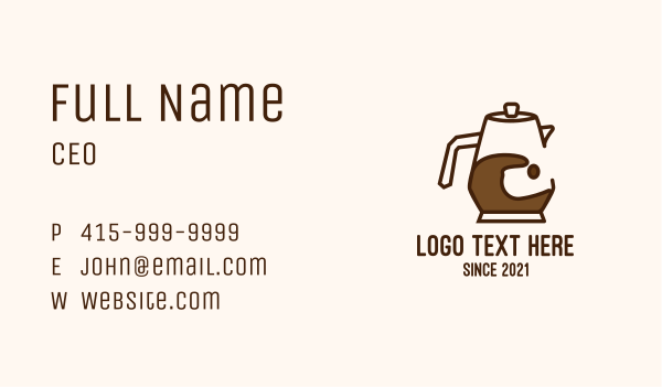 Brown Coffee Pitcher  Business Card Design Image Preview