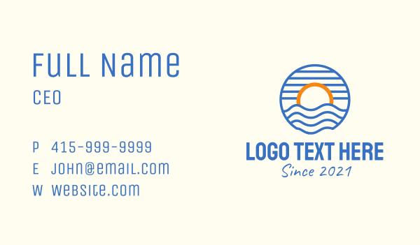 Sunset Wave Beach Business Card Design Image Preview