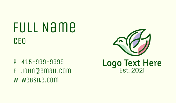 Leaf Wing Bird Business Card Design Image Preview