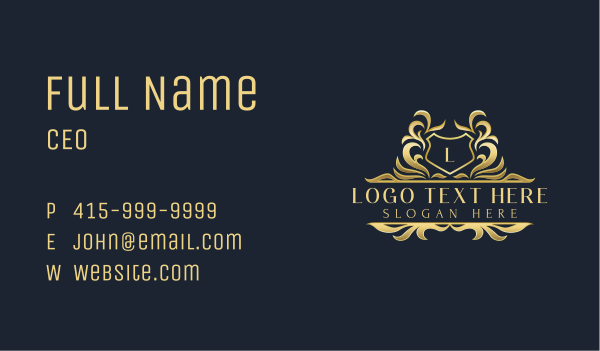 Luxurious Shield Crest Business Card Design Image Preview