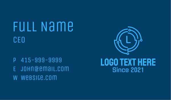 Blue Cyberspace Letter Business Card Design