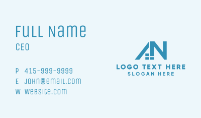 Blue Home Roof Letter N Business Card Image Preview