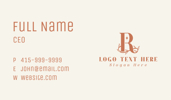 Feminine Leafy Letter R Business Card Design Image Preview