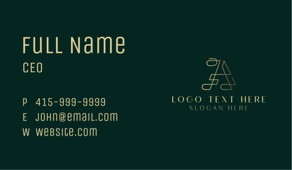 Gold Letter A Business Card Design Image Preview