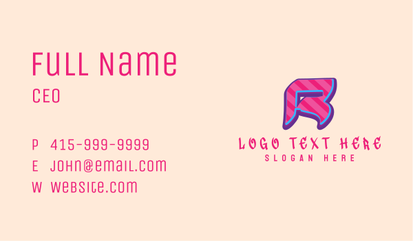 Pop Graffiti Letter R Business Card Design Image Preview
