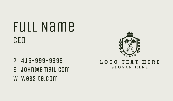 Sledgehammer Ax Shield  Business Card Design Image Preview