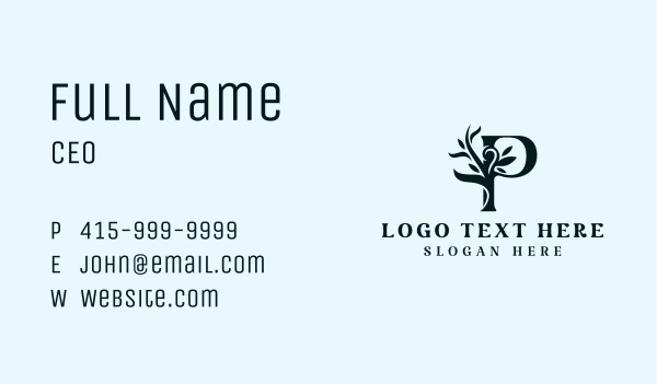 Natural Leaf Letter P Business Card Design Image Preview