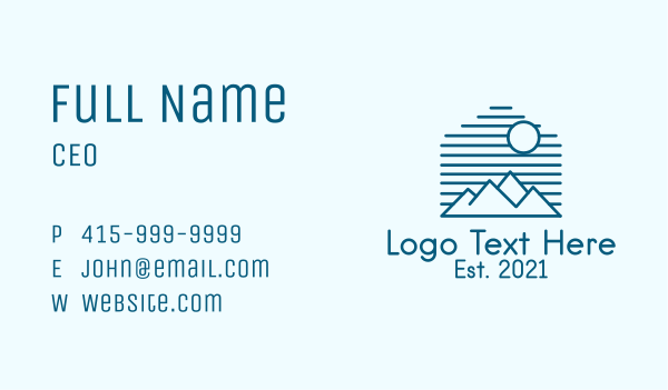 Blue Mountain Outline  Business Card Design Image Preview