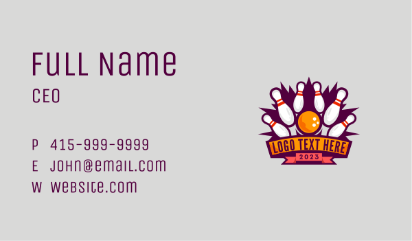 Bowling Championship Tournament Business Card Design Image Preview