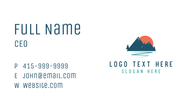 Outdoor Mountain Sunset  Business Card Design Image Preview