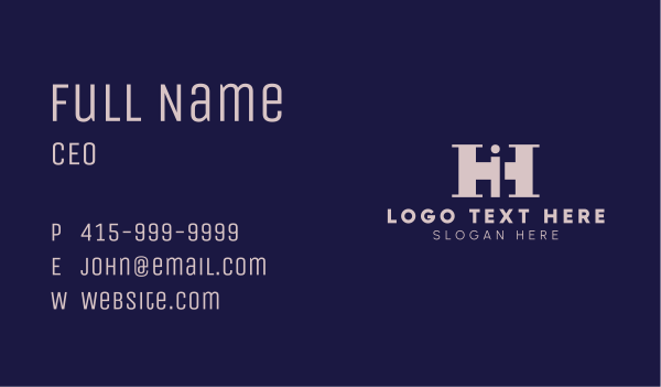 Marketing H & I Monogram Business Card Design Image Preview