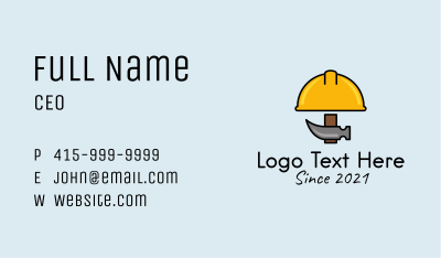Construction Hat Hammer Business Card Image Preview