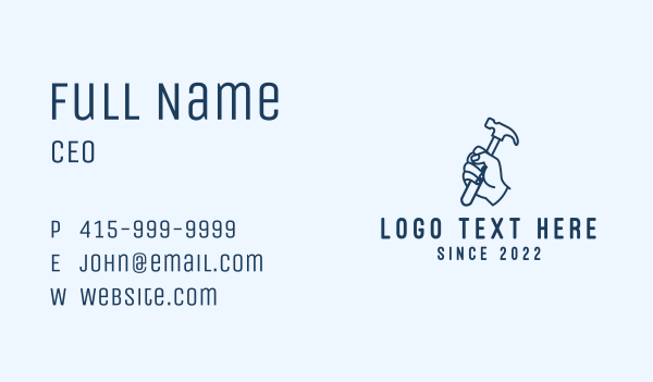 Hammer Carpentry Tool Business Card Design Image Preview