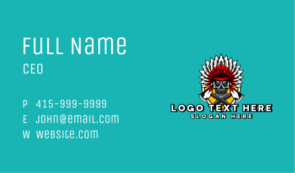  Apache Skull Shield Gaming Business Card Design Image Preview