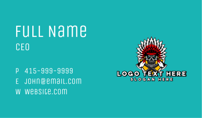  Apache Skull Shield Gaming Business Card Image Preview
