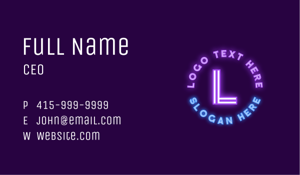 Bright Neon Lettermark Business Card Design Image Preview