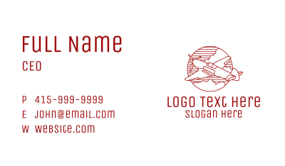 Plane Monoline Badge Business Card Image Preview