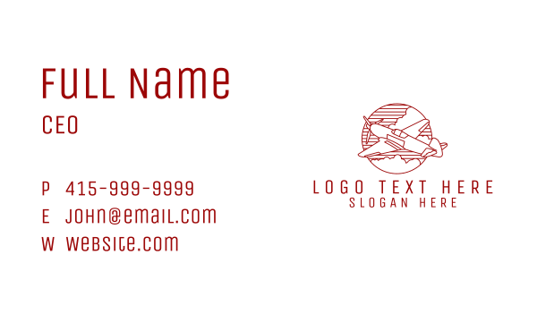 Plane Monoline Badge Business Card Design Image Preview