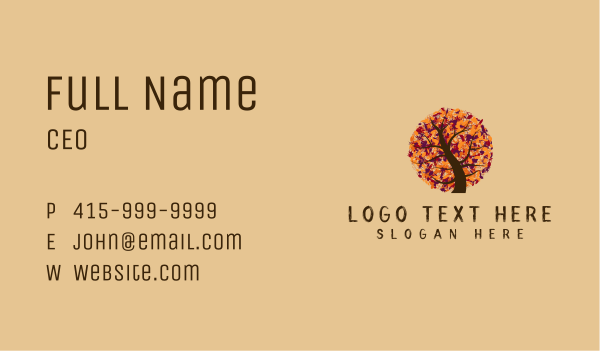 Season Fall Tree Business Card Design Image Preview