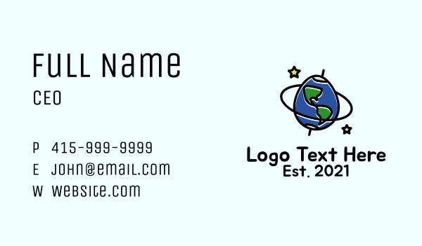 Planet Earth Egg Business Card Design Image Preview