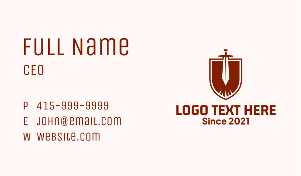 Knight Shield Sword  Business Card Design Image Preview