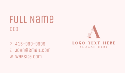 Elegant Leaves Letter A Business Card Image Preview