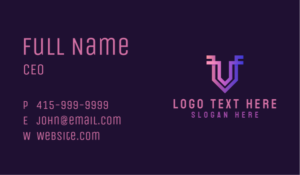 Tech Shield Letter V Business Card Design Image Preview