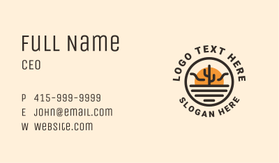 Sun Desert Cactus  Business Card Image Preview