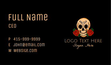 Mexican Rose Skull Business Card