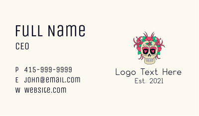 Heart Sugar Skull Business Card Image Preview