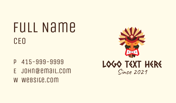 Fierce Tiki Mask Business Card Design Image Preview