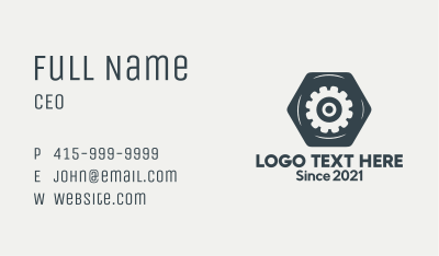 Black Hexagon Gear Business Card Image Preview