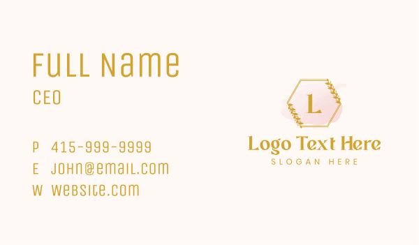 Hexagon Wreath Watercolor Lettermark Business Card Design Image Preview
