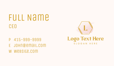 Hexagon Wreath Watercolor Lettermark Business Card Image Preview
