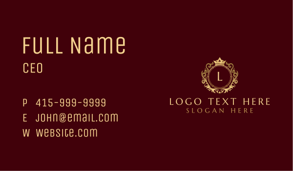 Elegant Royal Crown   Business Card Design Image Preview