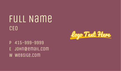 Bright Cursive Wordmark Business Card Image Preview