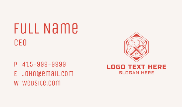 Hexagon Hammer Wrench Business Card Design Image Preview