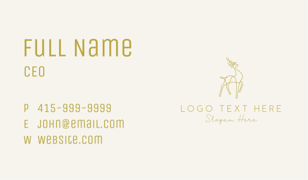 Gold Deer Monoline Business Card Design Image Preview