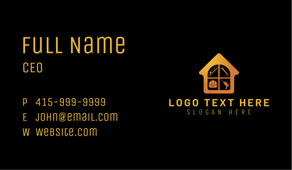 Orange Home Construction Business Card Design Image Preview