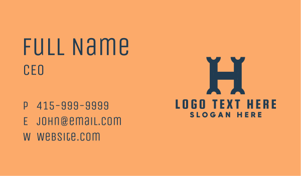 Blue Wrench Letter H  Business Card Design Image Preview